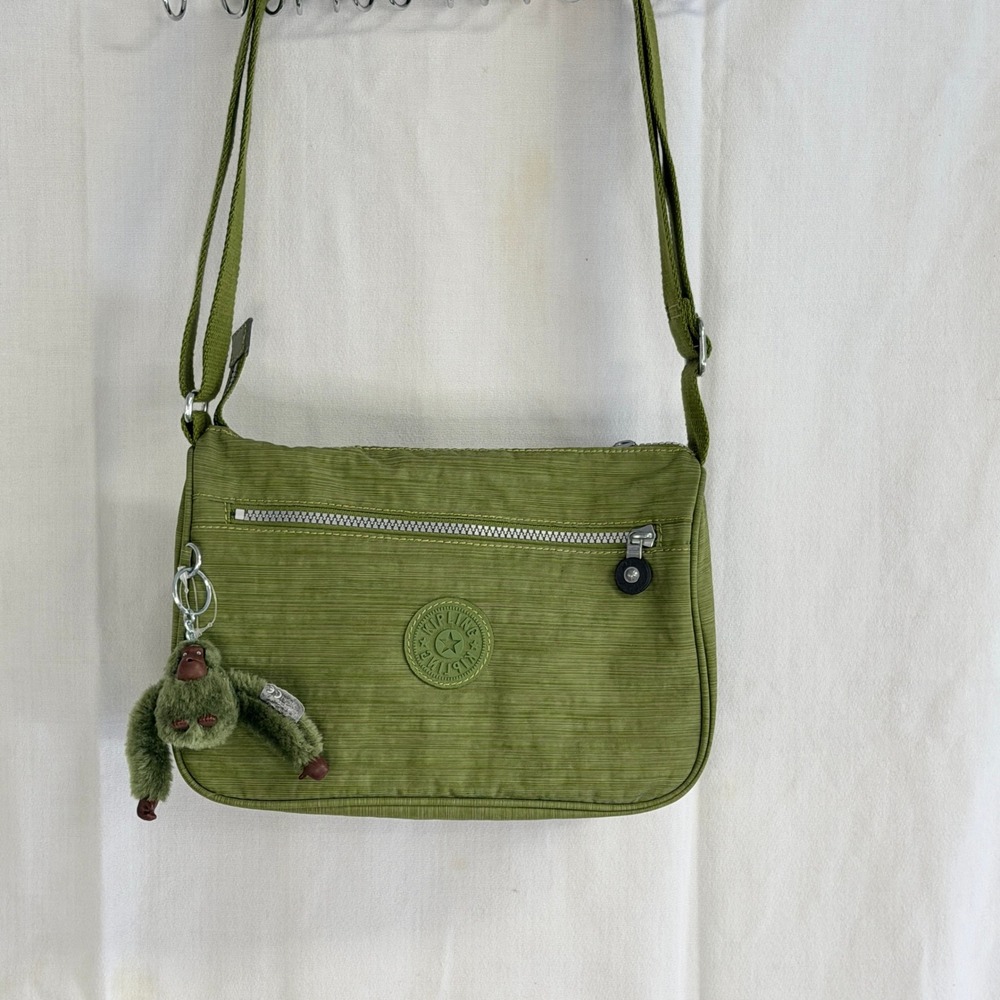Green Kipling Tote Bag / Purse with Green Gorilla Charm